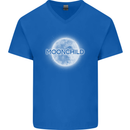 Moonchild Cancer Zodiac Mens V-Neck Cotton T-Shirt Royal Blue