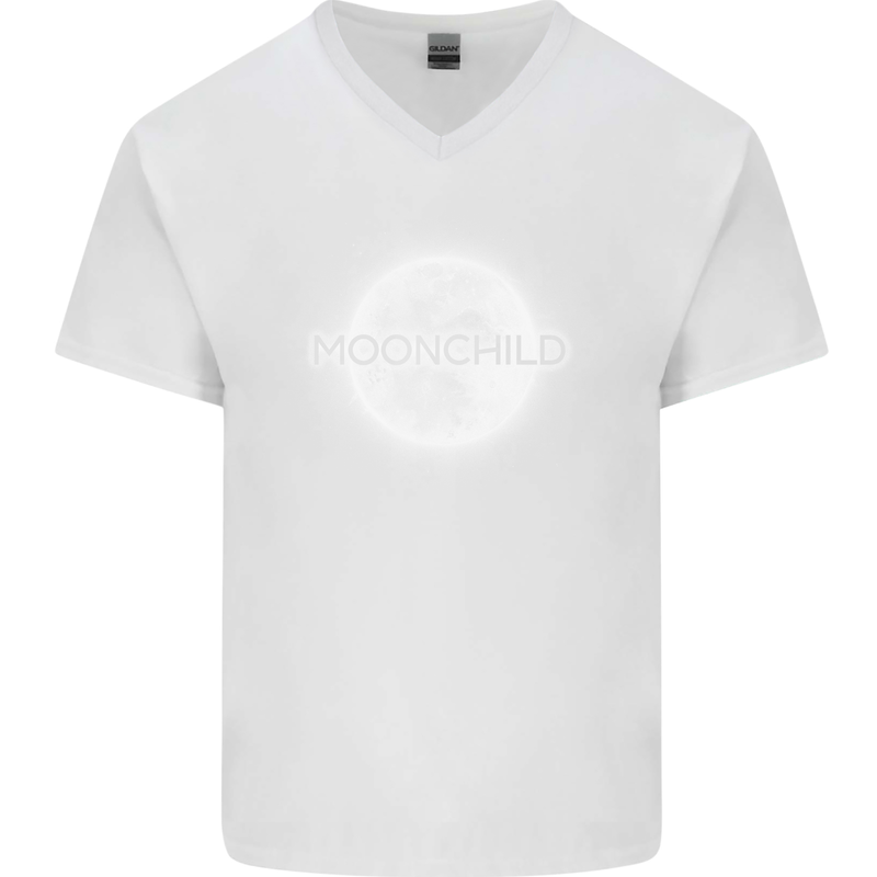 Moonchild Cancer Zodiac Mens V-Neck Cotton T-Shirt White