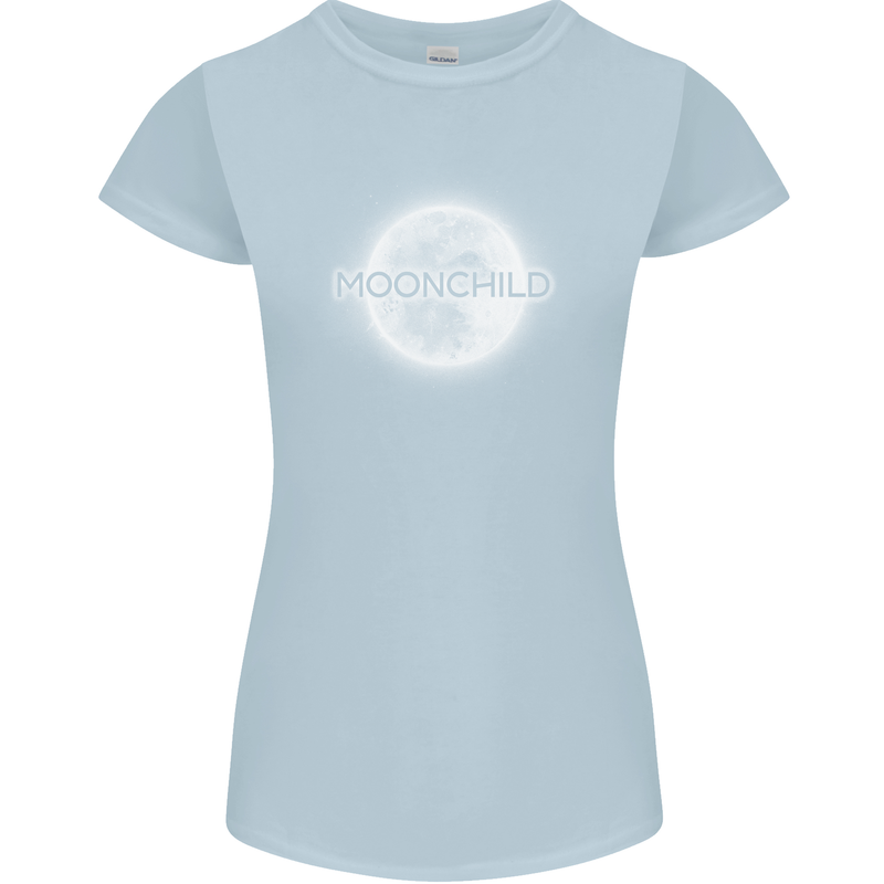 Moonchild Cancer Zodiac Womens Petite Cut T-Shirt Light Blue