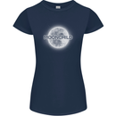 Moonchild Cancer Zodiac Womens Petite Cut T-Shirt Navy Blue
