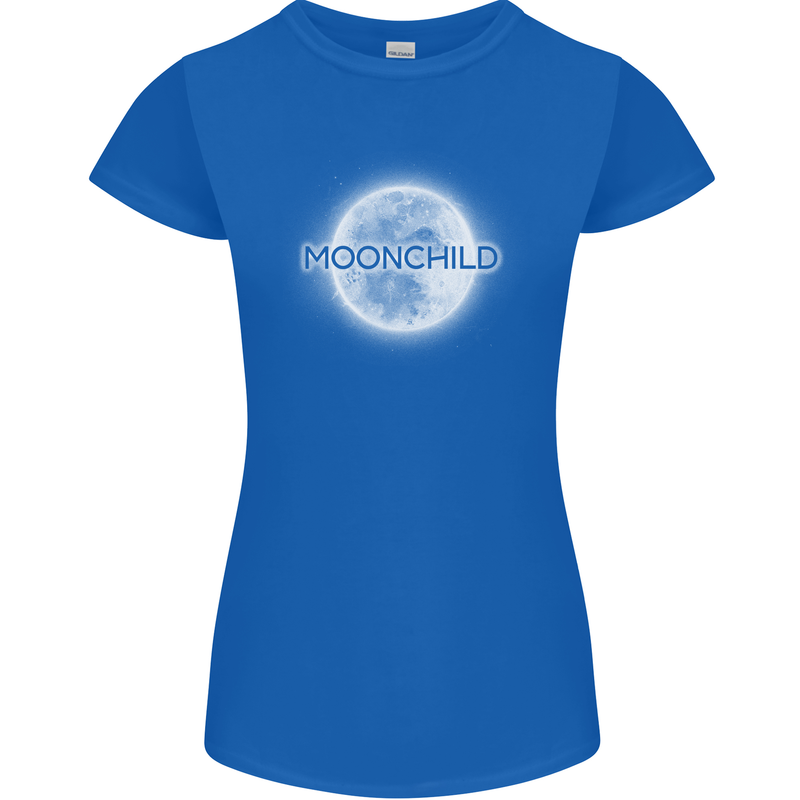 Moonchild Cancer Zodiac Womens Petite Cut T-Shirt Royal Blue
