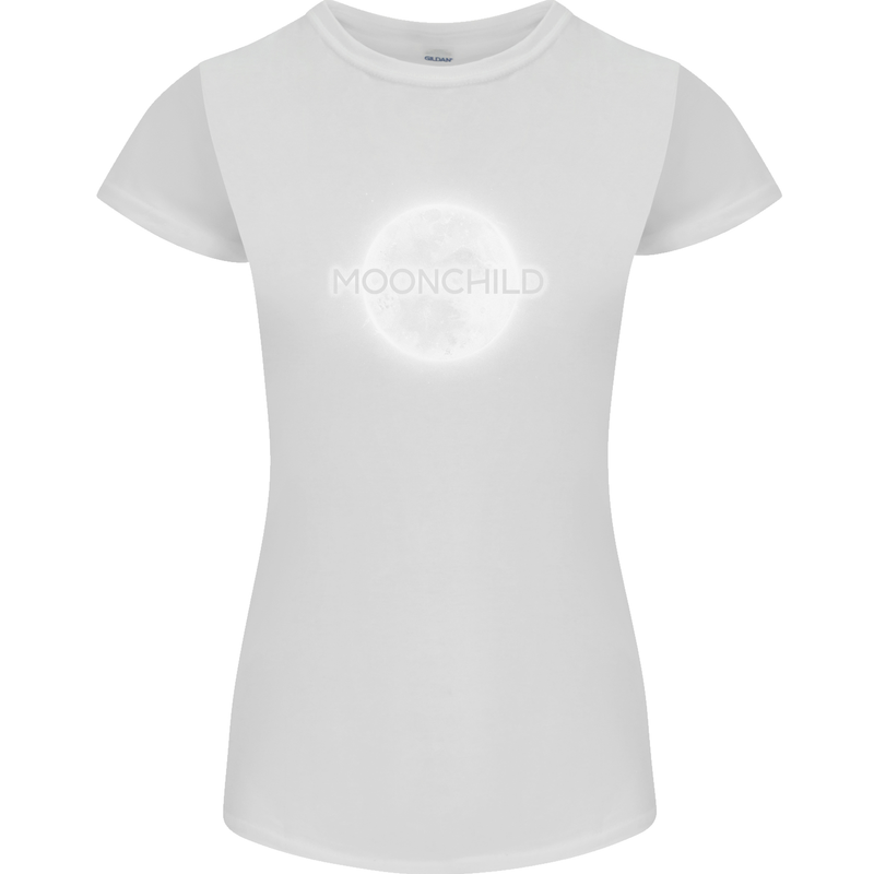 Moonchild Cancer Zodiac Womens Petite Cut T-Shirt White