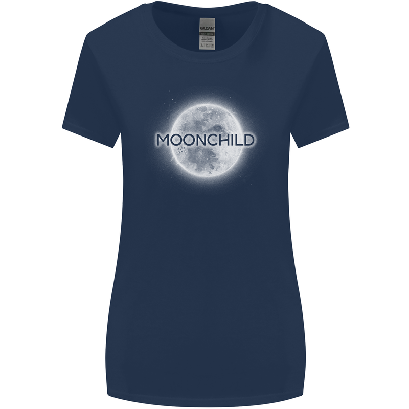 Moonchild Cancer Zodiac Womens Wider Cut T-Shirt Navy Blue