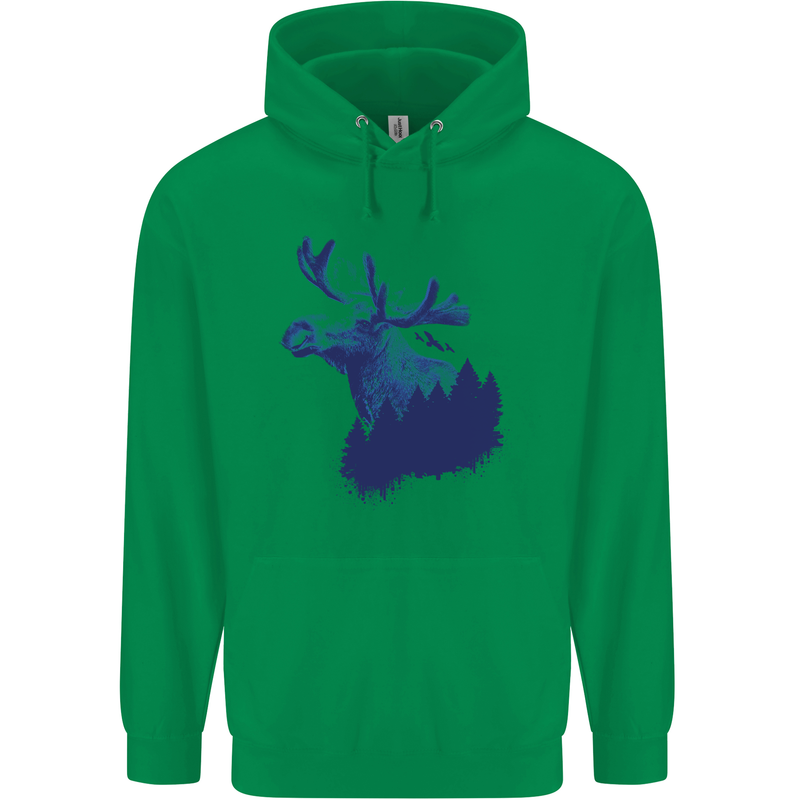 Moose Forest Ecology Environment Childrens Kids Hoodie Irish Green