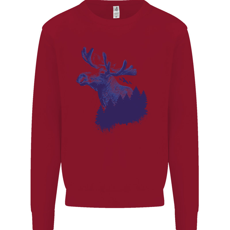 Moose Forest Ecology Environment Kids Sweatshirt Jumper Red
