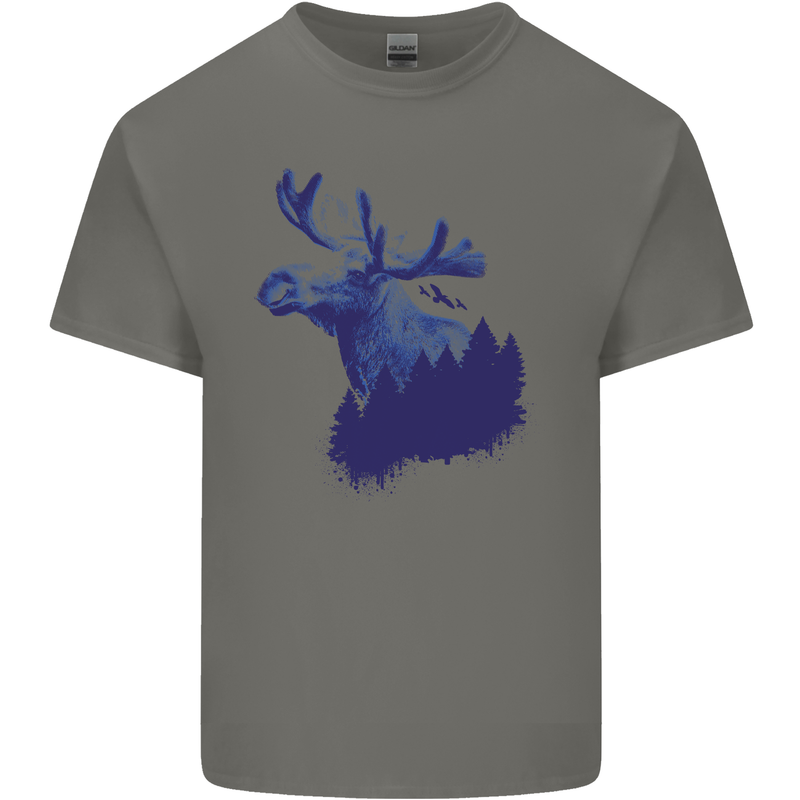 Moose Forest Ecology Environment Kids T-Shirt Childrens Charcoal