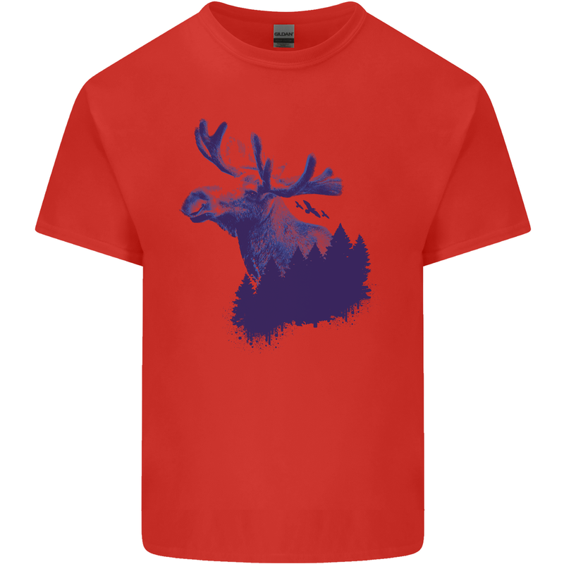 Moose Forest Ecology Environment Kids T-Shirt Childrens Red