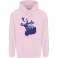 Moose Forest Ecology Environment Mens 80% Cotton Hoodie Light Pink