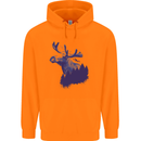 Moose Forest Ecology Environment Mens 80% Cotton Hoodie Orange