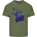 Moose Forest Ecology Environment Mens Cotton T-Shirt Tee Top Military Green