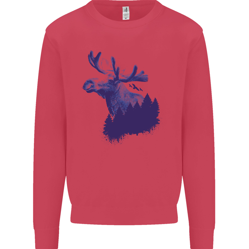Moose Forest Ecology Environment Mens Sweatshirt Jumper Heliconia