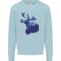 Moose Forest Ecology Environment Mens Sweatshirt Jumper Light Blue
