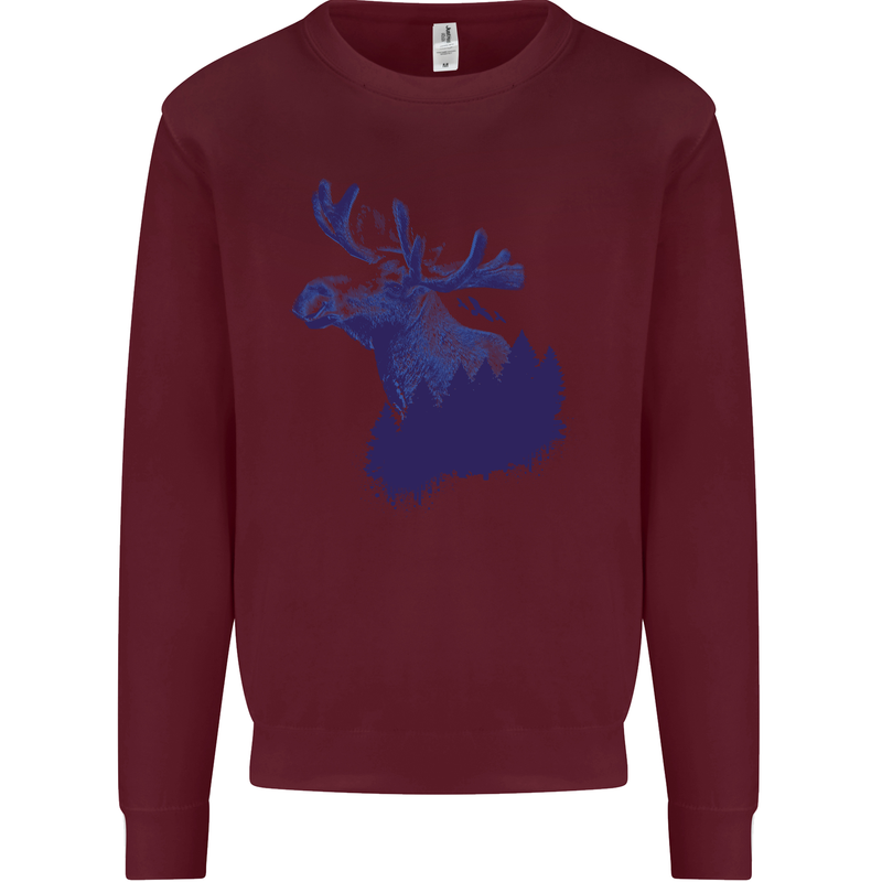 Moose Forest Ecology Environment Mens Sweatshirt Jumper Maroon