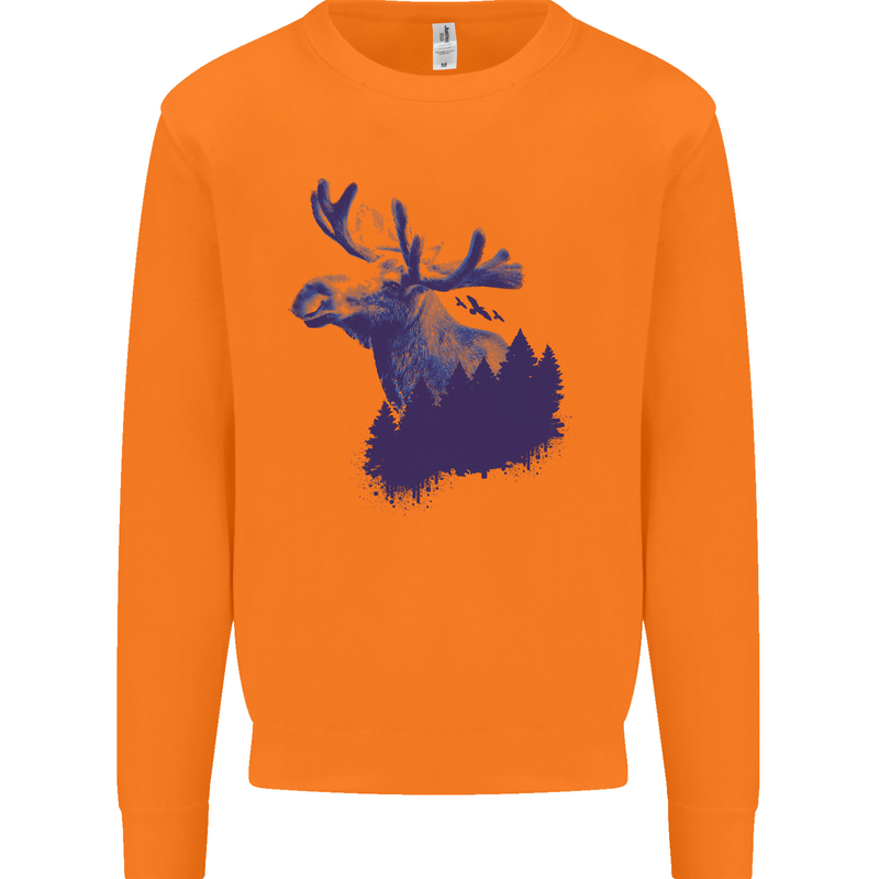 Moose Forest Ecology Environment Mens Sweatshirt Jumper Orange