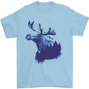 Moose Forest Ecology Environment Mens T-Shirt Cotton Gildan Light Blue
