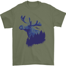 Moose Forest Ecology Environment Mens T-Shirt Cotton Gildan Military Green
