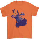 Moose Forest Ecology Environment Mens T-Shirt Cotton Gildan Orange