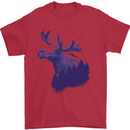 Moose Forest Ecology Environment Mens T-Shirt Cotton Gildan Red