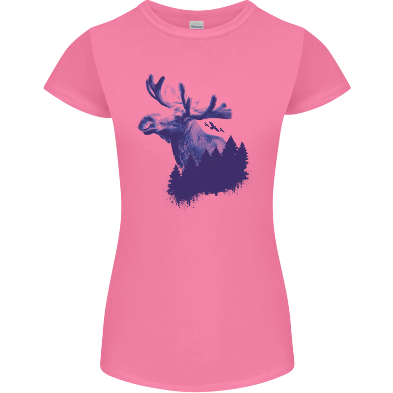 Moose Forest Ecology Environment Womens Petite Cut T-Shirt Azalea