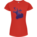 Moose Forest Ecology Environment Womens Petite Cut T-Shirt Red