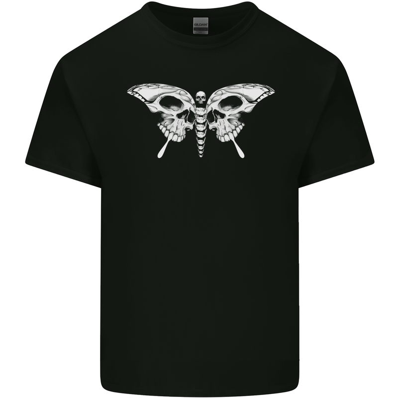 Moth Skull Halloween Mens Cotton T-Shirt Tee Top Black