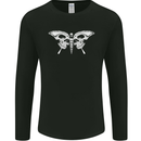 Moth Skull Halloween Mens Long Sleeve T-Shirt Black