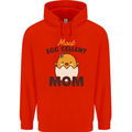 Mother's Day Easter Most Egg-cellent Mom Mens 80% Cotton Hoodie Bright Red