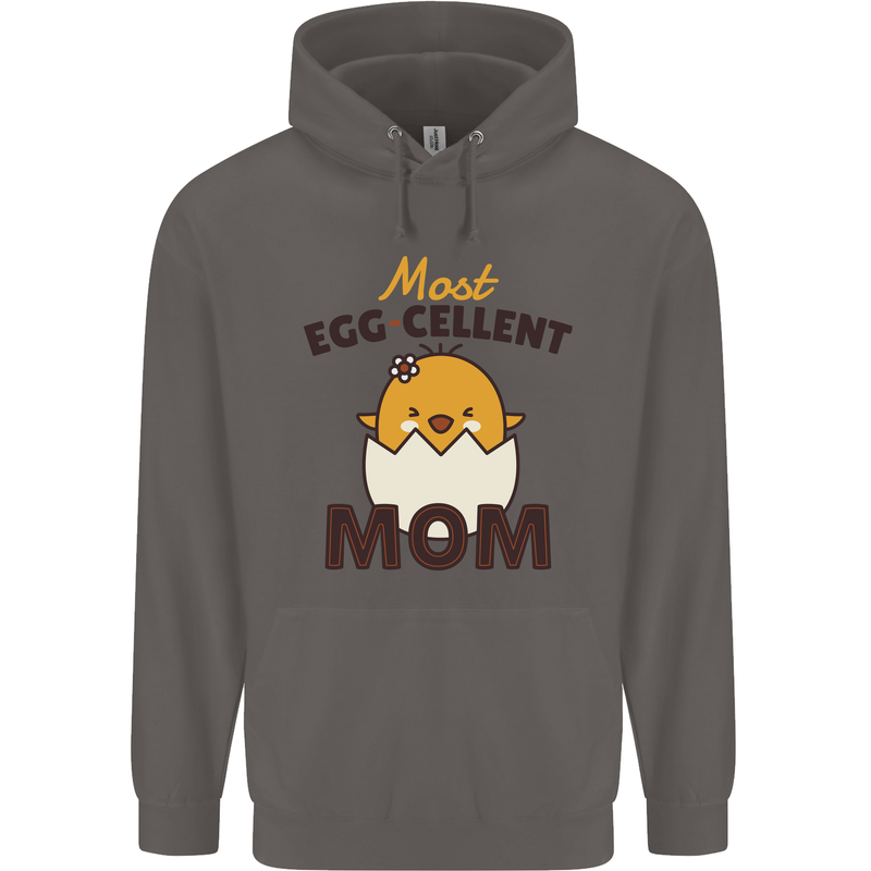 Mother's Day Easter Most Egg-cellent Mom Mens 80% Cotton Hoodie Charcoal