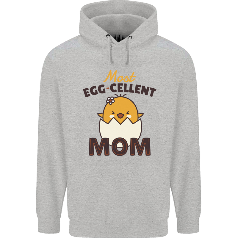 Mother's Day Easter Most Egg-cellent Mom Mens 80% Cotton Hoodie Sports Grey