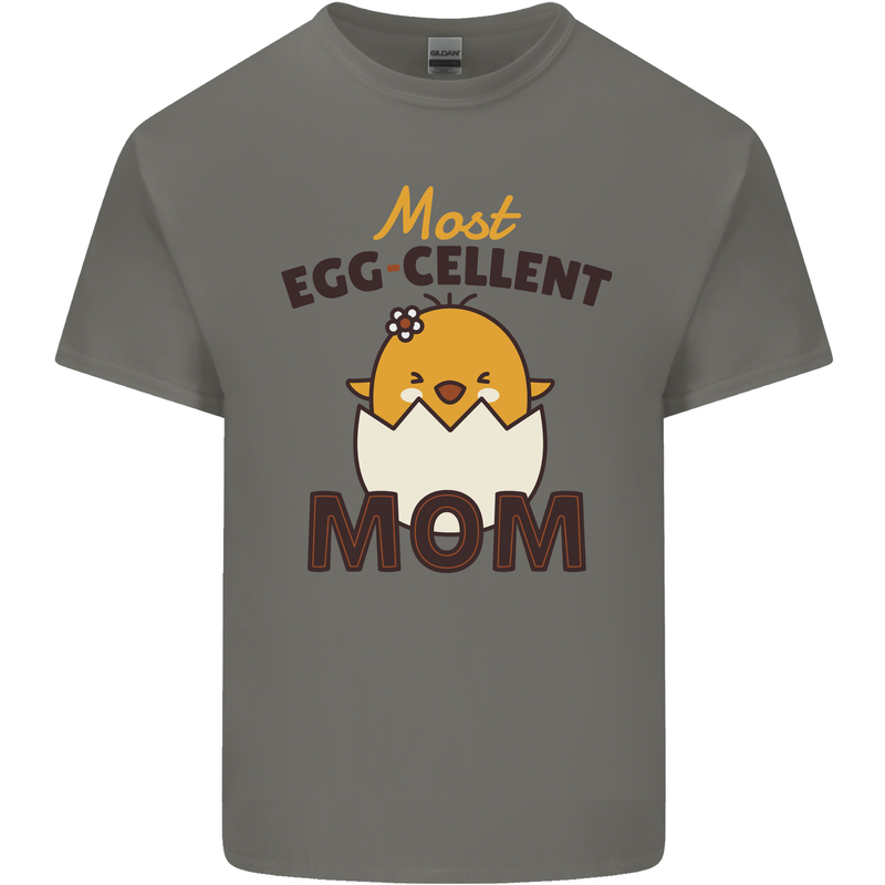 Mother's Day Easter Most Egg-cellent Mom Mens Cotton T-Shirt Tee Top Charcoal