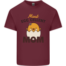 Mother's Day Easter Most Egg-cellent Mom Mens Cotton T-Shirt Tee Top Maroon