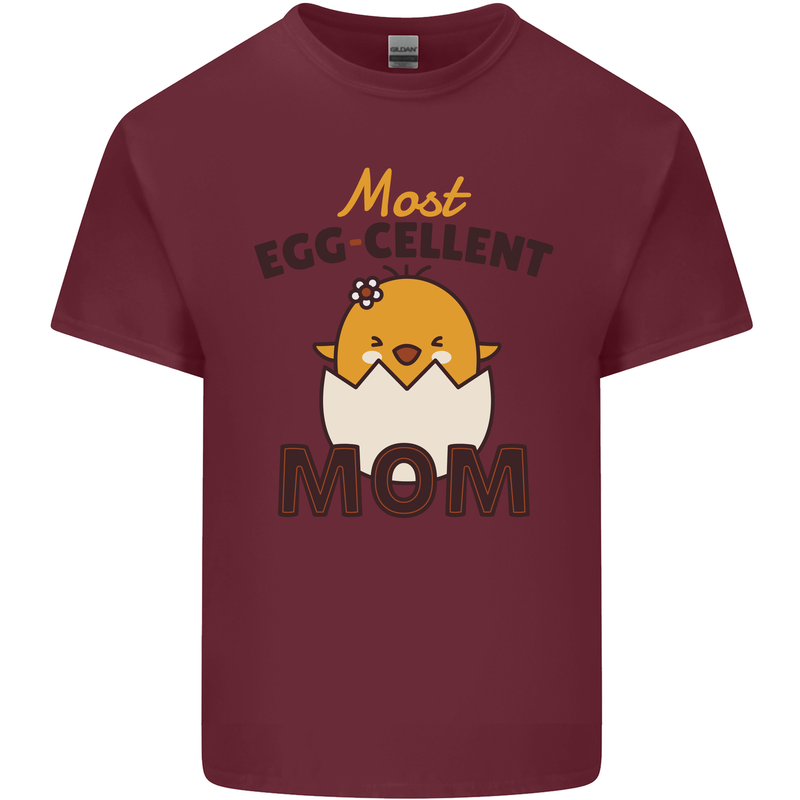 Mother's Day Easter Most Egg-cellent Mom Mens Cotton T-Shirt Tee Top Maroon