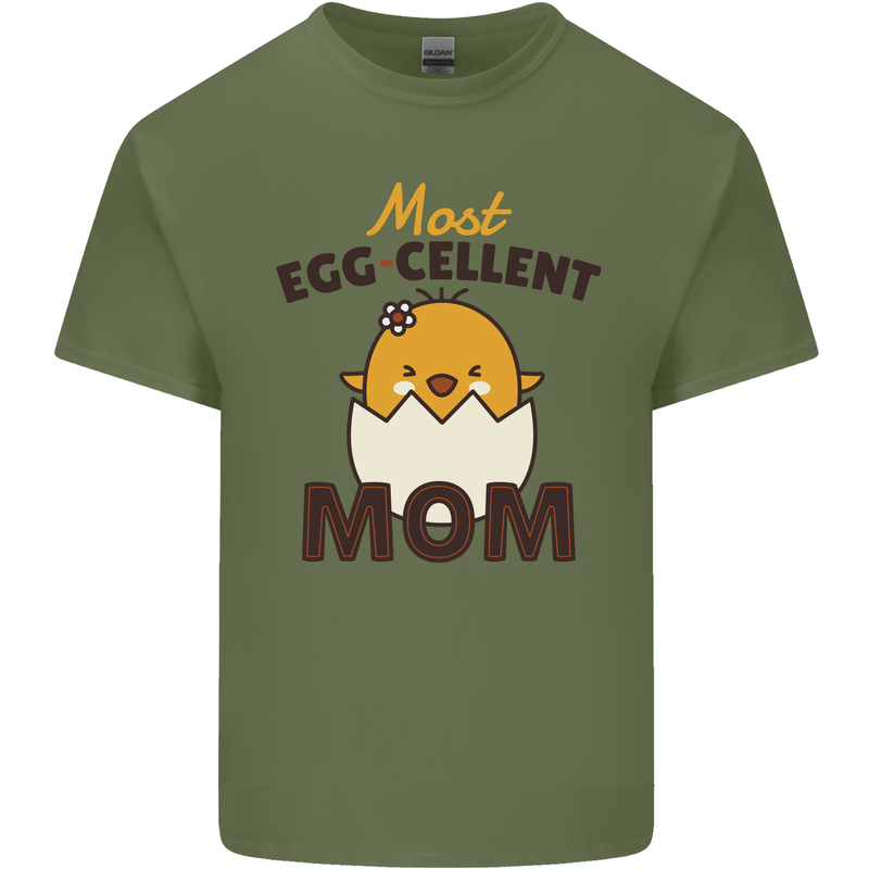 Mother's Day Easter Most Egg-cellent Mom Mens Cotton T-Shirt Tee Top Military Green