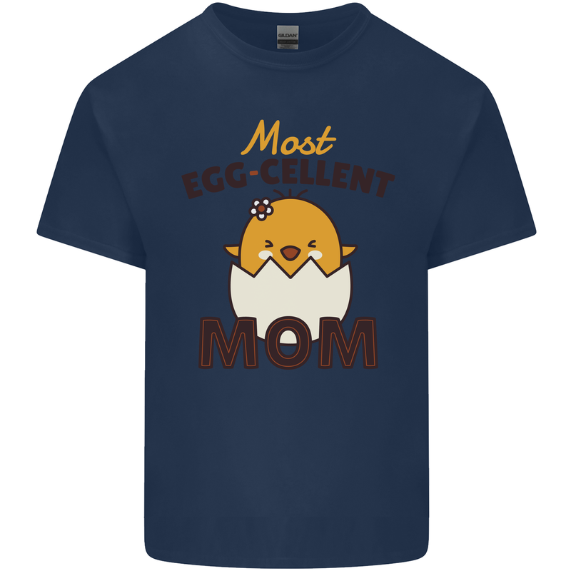 Mother's Day Easter Most Egg-cellent Mom Mens Cotton T-Shirt Tee Top Navy Blue