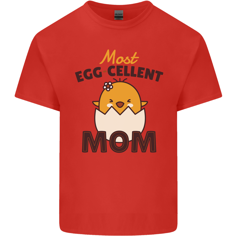 Mother's Day Easter Most Egg-cellent Mom Mens Cotton T-Shirt Tee Top Red