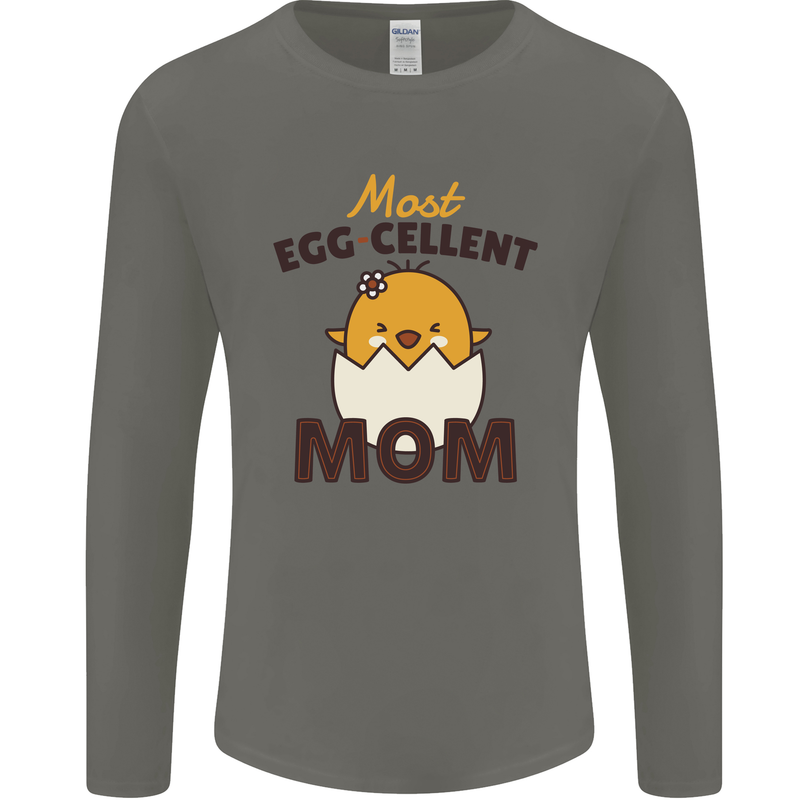 Mother's Day Easter Most Egg-cellent Mom Mens Long Sleeve T-Shirt Charcoal