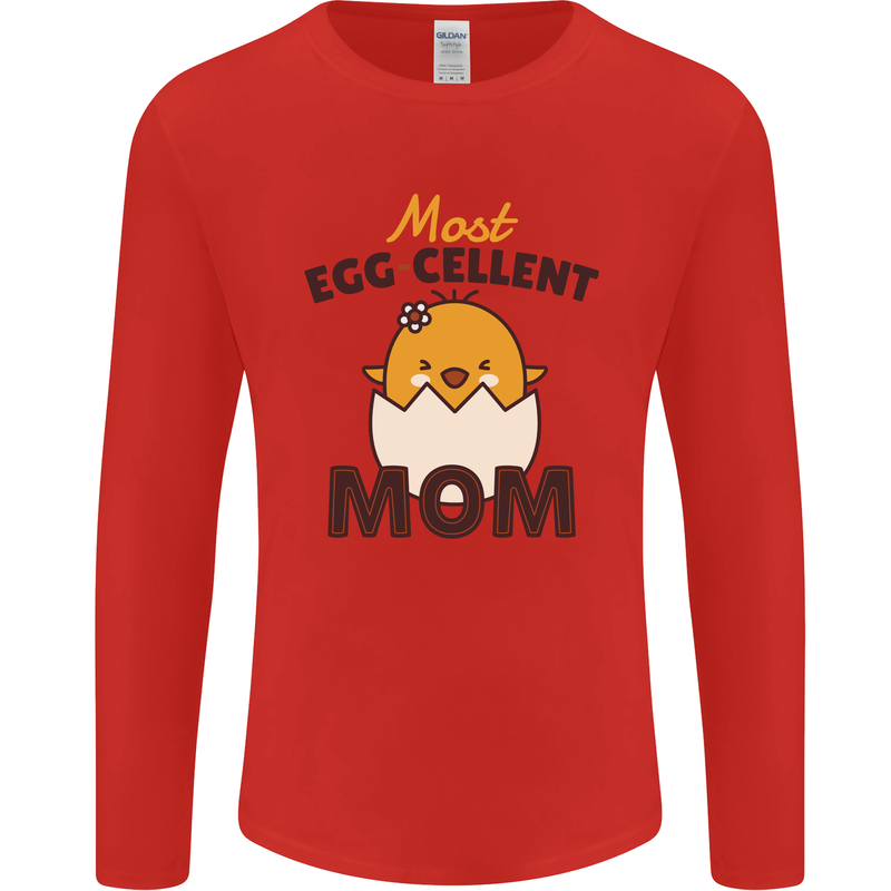 Mother's Day Easter Most Egg-cellent Mom Mens Long Sleeve T-Shirt Red