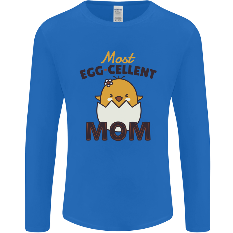 Mother's Day Easter Most Egg-cellent Mom Mens Long Sleeve T-Shirt Royal Blue