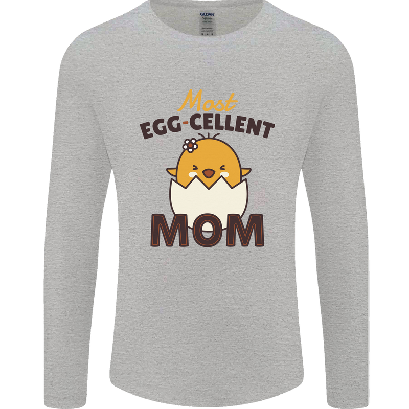 Mother's Day Easter Most Egg-cellent Mom Mens Long Sleeve T-Shirt Sports Grey