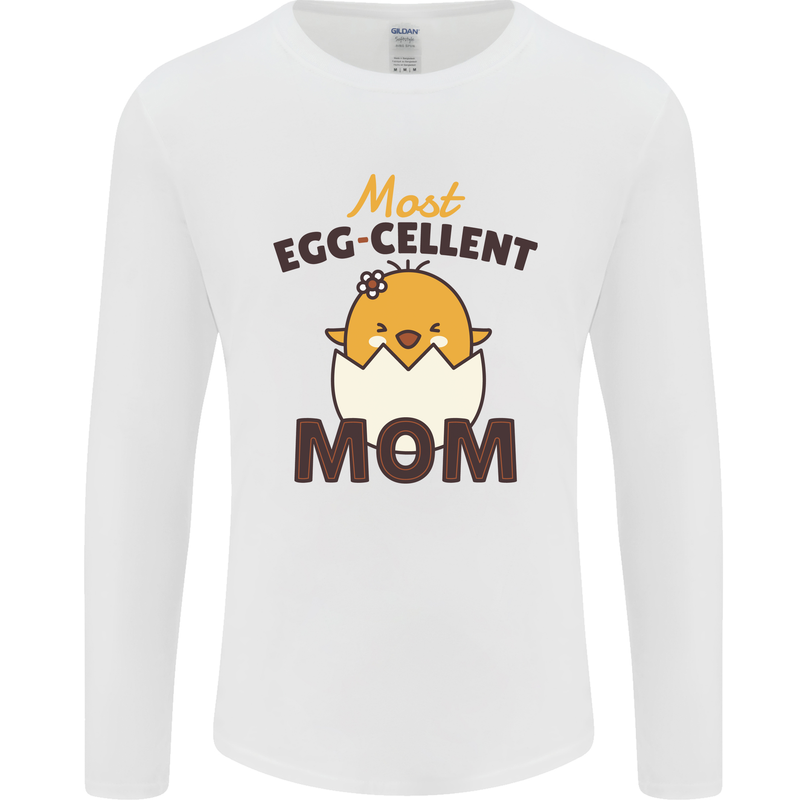 Mother's Day Easter Most Egg-cellent Mom Mens Long Sleeve T-Shirt White