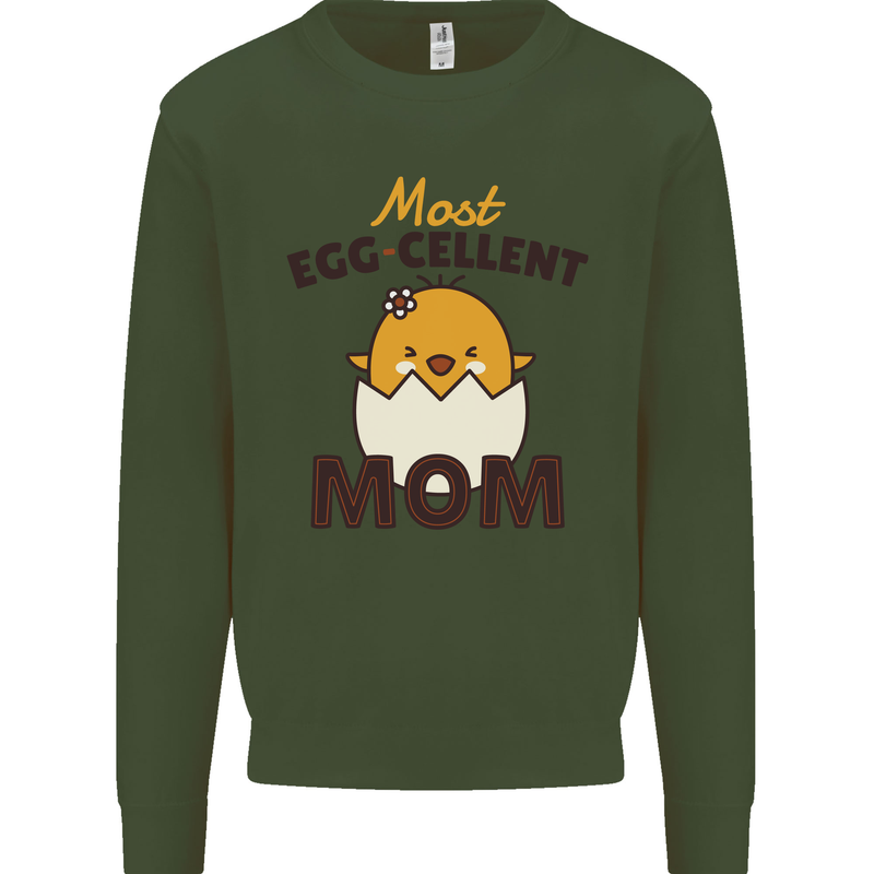Mother's Day Easter Most Egg-cellent Mom Mens Sweatshirt Jumper Forest Green