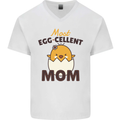 Mother's Day Easter Most Egg-cellent Mom Mens V-Neck Cotton T-Shirt White