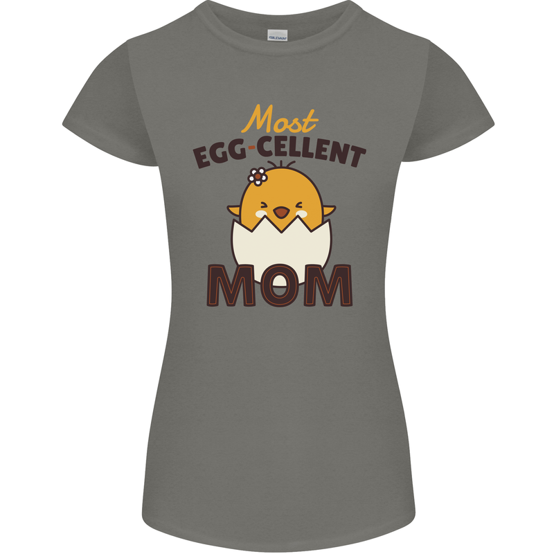 Mother's Day Easter Most Egg-cellent Mom Womens Petite Cut T-Shirt Charcoal