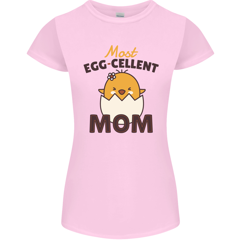 Mother's Day Easter Most Egg-cellent Mom Womens Petite Cut T-Shirt Light Pink