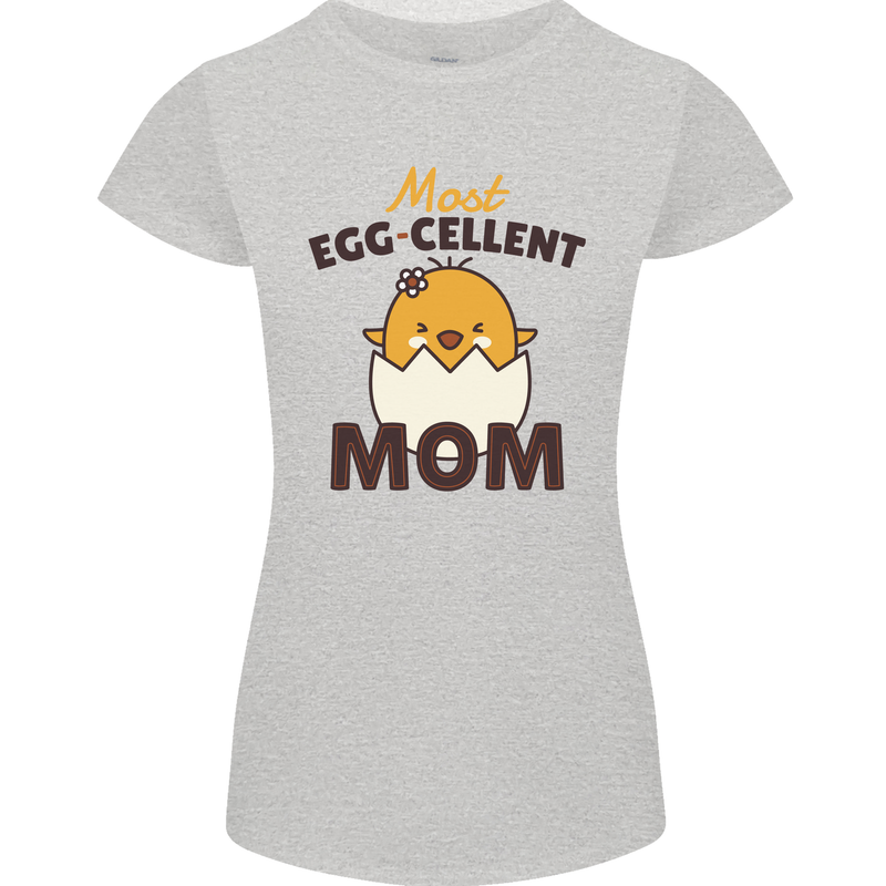 Mother's Day Easter Most Egg-cellent Mom Womens Petite Cut T-Shirt Sports Grey