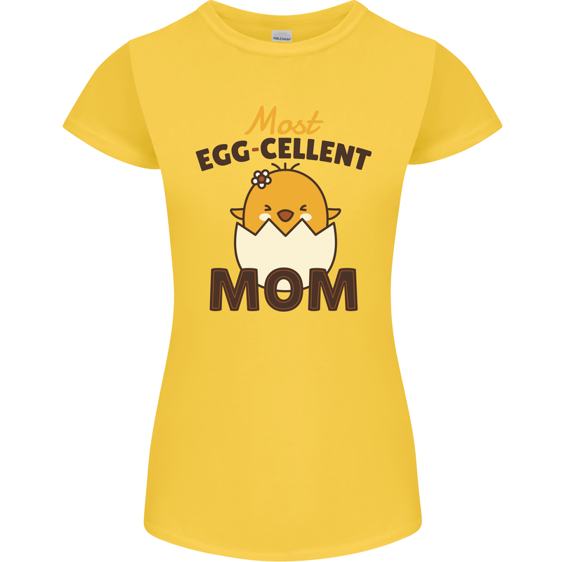 Mother's Day Easter Most Egg-cellent Mom Womens Petite Cut T-Shirt Yellow