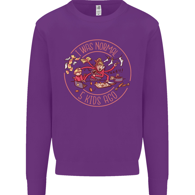 Mother's Day I Was Normal Five Kids Ago Mens Sweatshirt Jumper Purple