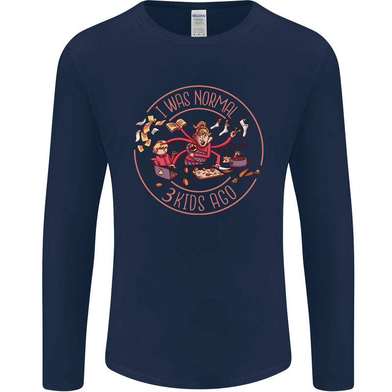 Mother's Day I Was Normal Three Kids Ago Mens Long Sleeve T-Shirt Navy Blue