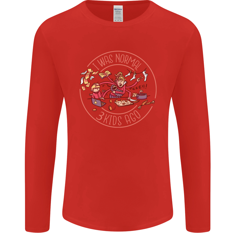 Mother's Day I Was Normal Three Kids Ago Mens Long Sleeve T-Shirt Red
