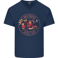 Mother's Day I Was Normal Three Kids Ago Mens V-Neck Cotton T-Shirt Navy Blue